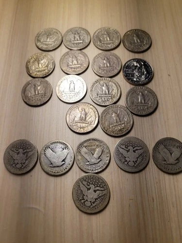 Silver US Quarter Dollar Lot - Barber, Standing Liberty, Washington 1901-1954
