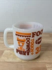 VINTAGE NFL FOOTBALL MILK GLASS MUG RETRO GLASSBAKE CUP  ORANGE BROWN 1970S