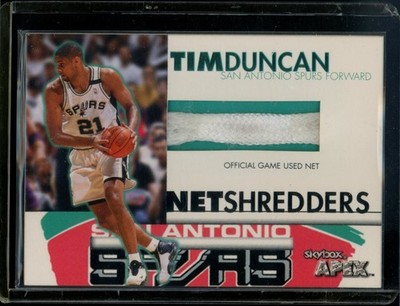 1999 Skybox Apex Tim Duncan Patch Spurs Game Used Net Shredders SPURS