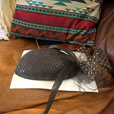 Women  s Black Mesh Feather Polka Dot Fascinator Headpiece One Size Formal