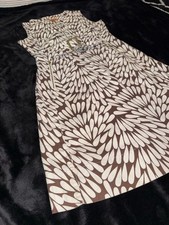 Tory Burch Sleeveless Brown and White Patterned Dress