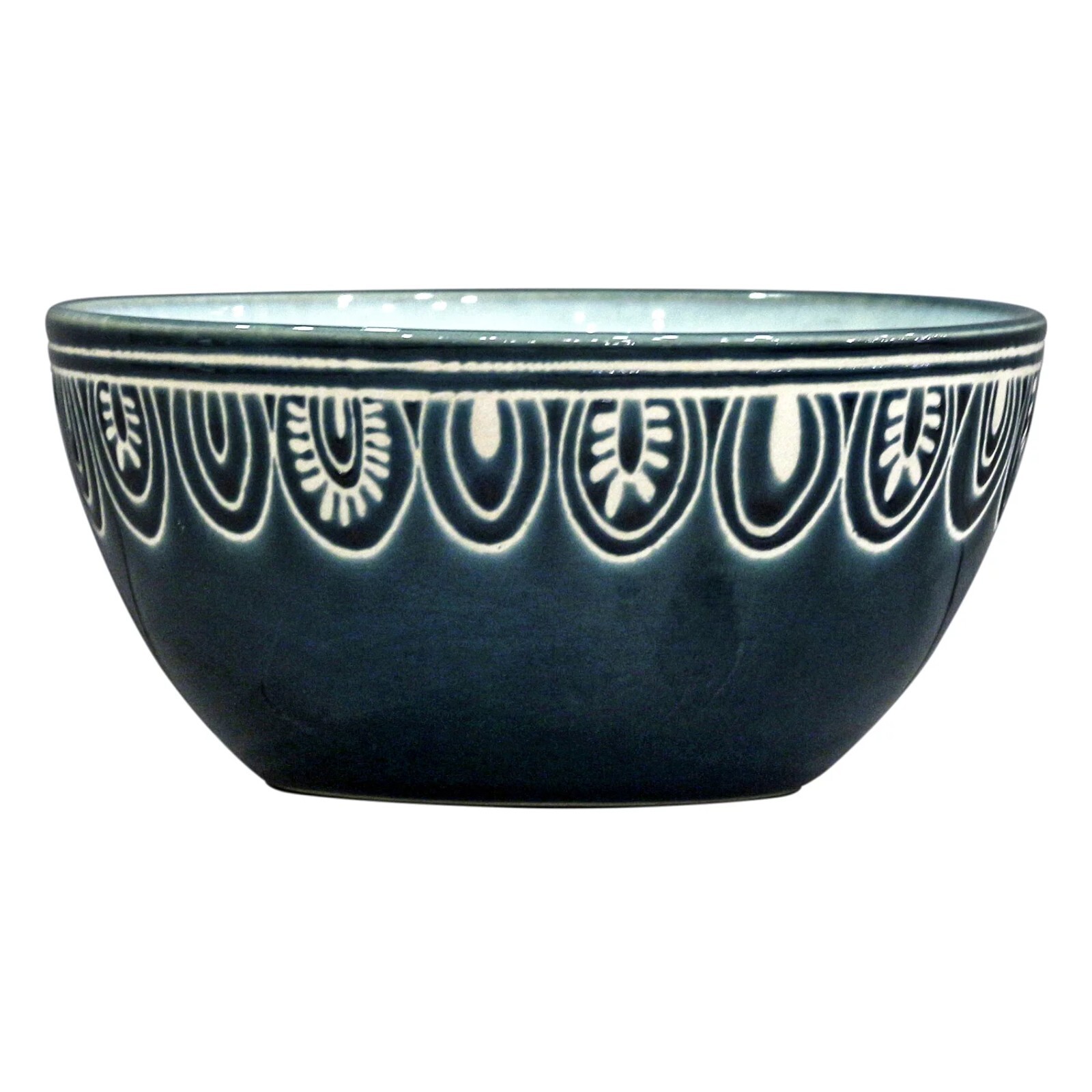 Teal Medallion 12-Piece Stoneware Dinnerware Set