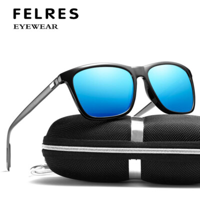 Square Polarized Sunglasses Men Women Aluminium Temple Driving Fishing Glasses 