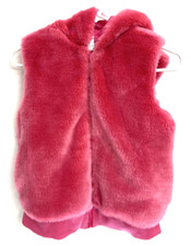 Gymboree Fuzzy Pink Hooded Vest Girls 10-12 Pockets Reversible