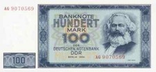 Aufkleber 100 Mark 1964 DDR Karl Marx Deutschland Ostalgie