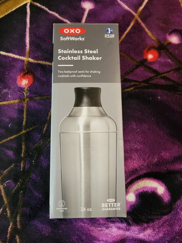 OXO SoftWorks Stainless Steel Cocktail Shaker w/2 Leakproof Silicone Seals NIB