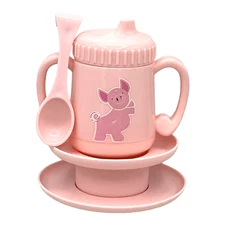 Baby Doll Feeding Sippy Cup Plate Spoon Bowl Pink Madame Alexander