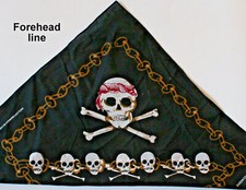 New Biker Red Skull Bandana Rebel 22" X 21" Durag Skull forehead line Kaiser