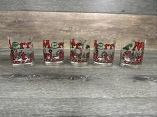 RARE 1979 HR Leblond jr. Merry Christmas  Double Old Fashined Glasses~Set Of 5