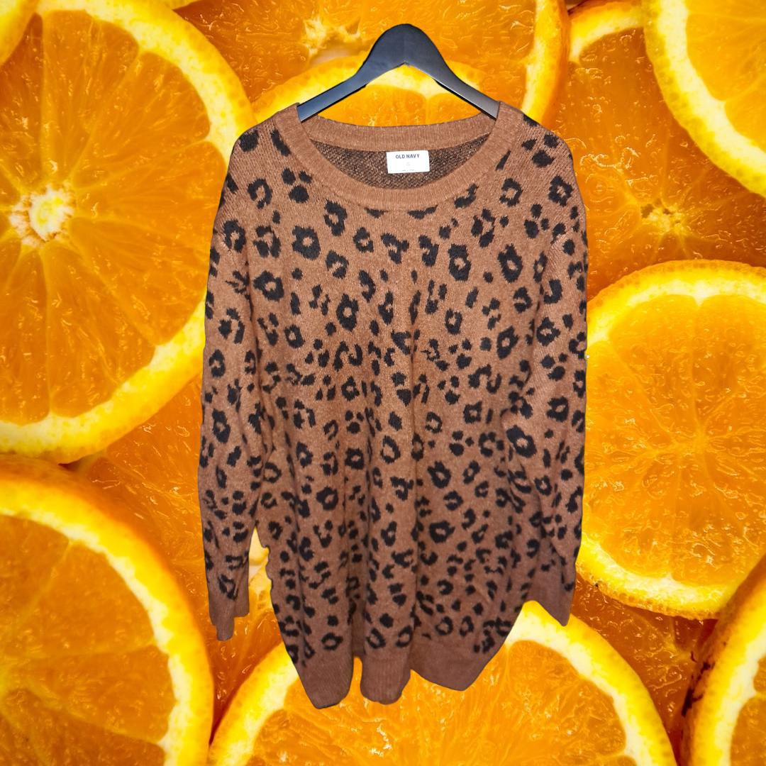 Old Navy Leopard Print Crew Neck Sweater Size 4X
