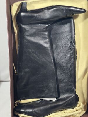 Louis Vuitton Boots Womens 7.5 Black Leather Calf High Designer Luxury