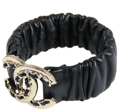 CHANEL Hair Accessory Scrunchie CC chain Gold Logo Gp  display picture 2