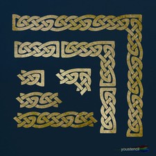 Celtic Knot Border Stencil Set with Corners and Terminations. ST93