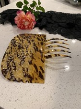 Antique Large Carved Celluloid Spanish Mantilla Hair Comb With Lace Veile