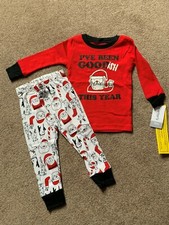 NWT Carter's 2 pc Cotton Santa Baby Boys Holiday Pajama Set - 12 Months