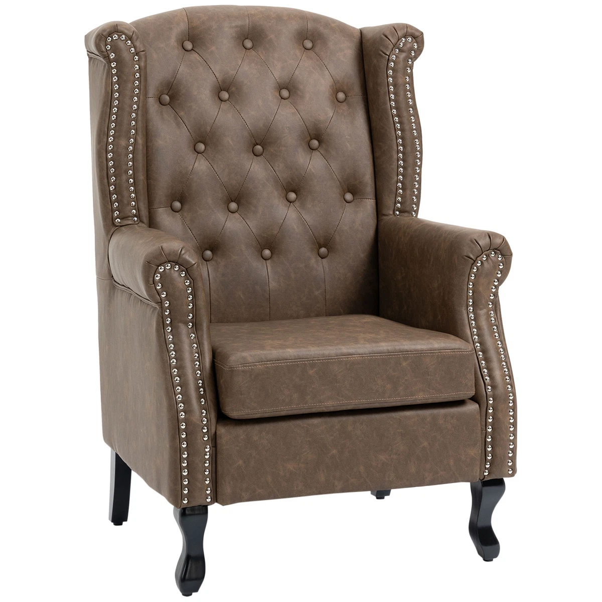 HOMCOM Chesterfield style Wing Back Armchair Tufted Accent Chair