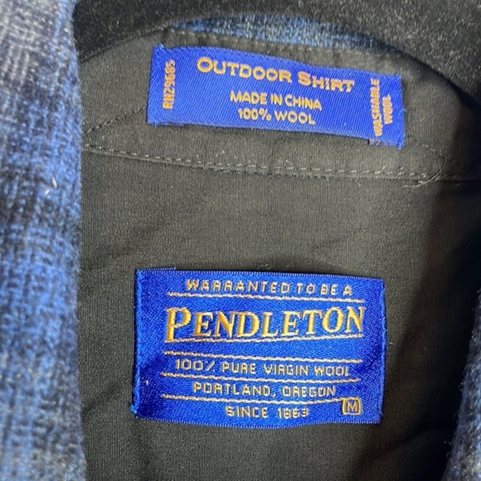 Pendleton Wool Button Down Outdoor Shirt Blue Pla… - image 3