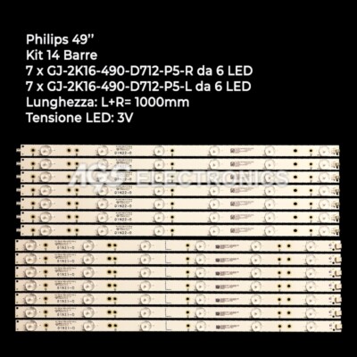 LED Streifen(14) Für Philips GJ 2K16 490 D712 LB49016V1_00