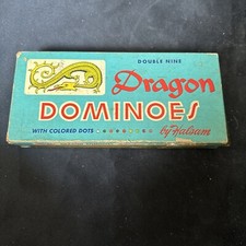 Vintage-DRAGON DOMINOES BY HALSAM DOUBLE NINE MADE IN USA 1950s STYLE