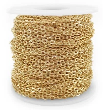 Cable Chain - 3x4mm Link - Champagne Gold Color - 30 100 Feet - Bulk Craft Spool