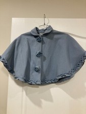 Girls Light blue Wool Cape with Flower Buttons
