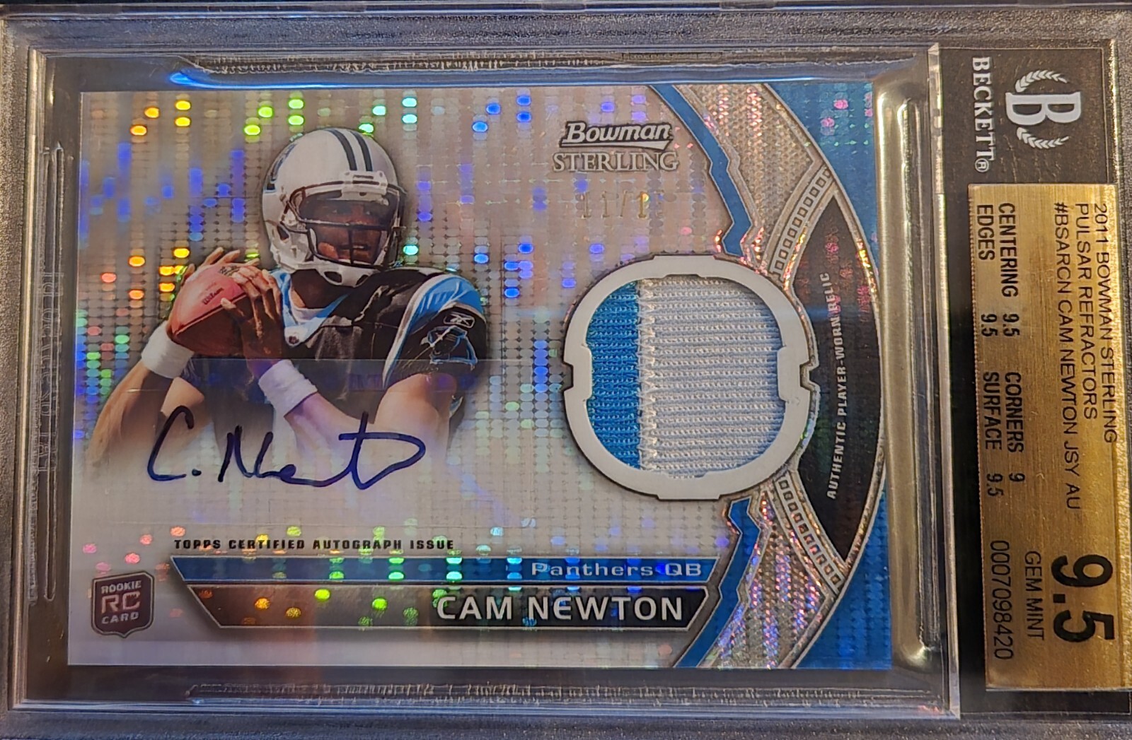 Cam Newton Bowman Sterling Autographs Relic #CN Pulsar Refractor