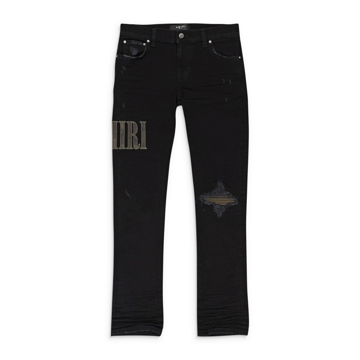NWT AMIRI CAMO APPLIQUE BLACK STRAIGHT JEANS SIZE 8Y $690 | eBay