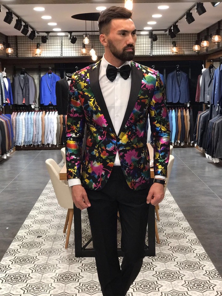 Designer Smoking Floral Pattern Men's Suit Jacket Slim Fit eBay