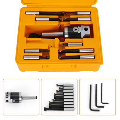 9pcs MT2-M10 F1-12 Boring Head  1/2'' Carbide Boring Bar Full Set Milling NEW