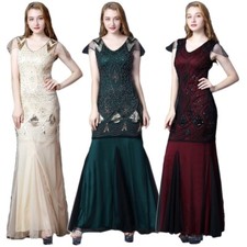 1920s Vintage Gatsby Ballroom Festival Party Dance Costume Sequin Beading Dress