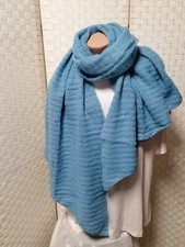Sciarpa in maglia morbida blu mare blu chiaro sciarpa asimmetrica viscosa Lana nuova