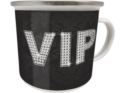 Emaille Becher 0,5 L - VIP V.I.P. VERY IMPORTANT PERSON - EB58 KAFFEEBECHER