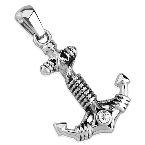 Ожерелье с подвеской из нержавеющей стали Якорь канат из кубического циркония кожаная цепочка для мужчин и женщин 2190₽