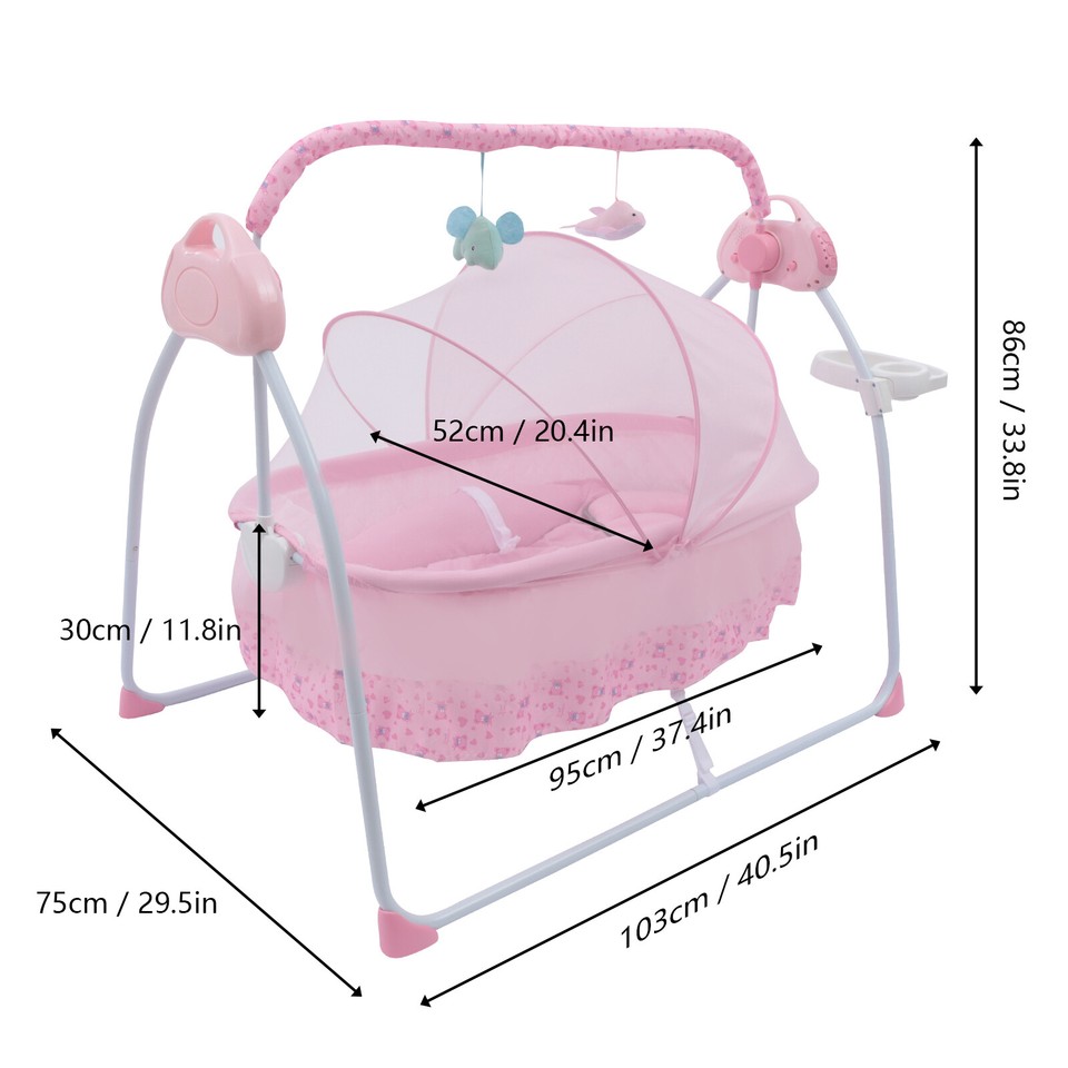Auto Baby Swing Electric Crib Cradle Infant Rocker Bed Baby Cradle+Mat