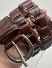 Genuine Leather Woven Deep Brown Belt Size Small Adjustable Brass Buckle India