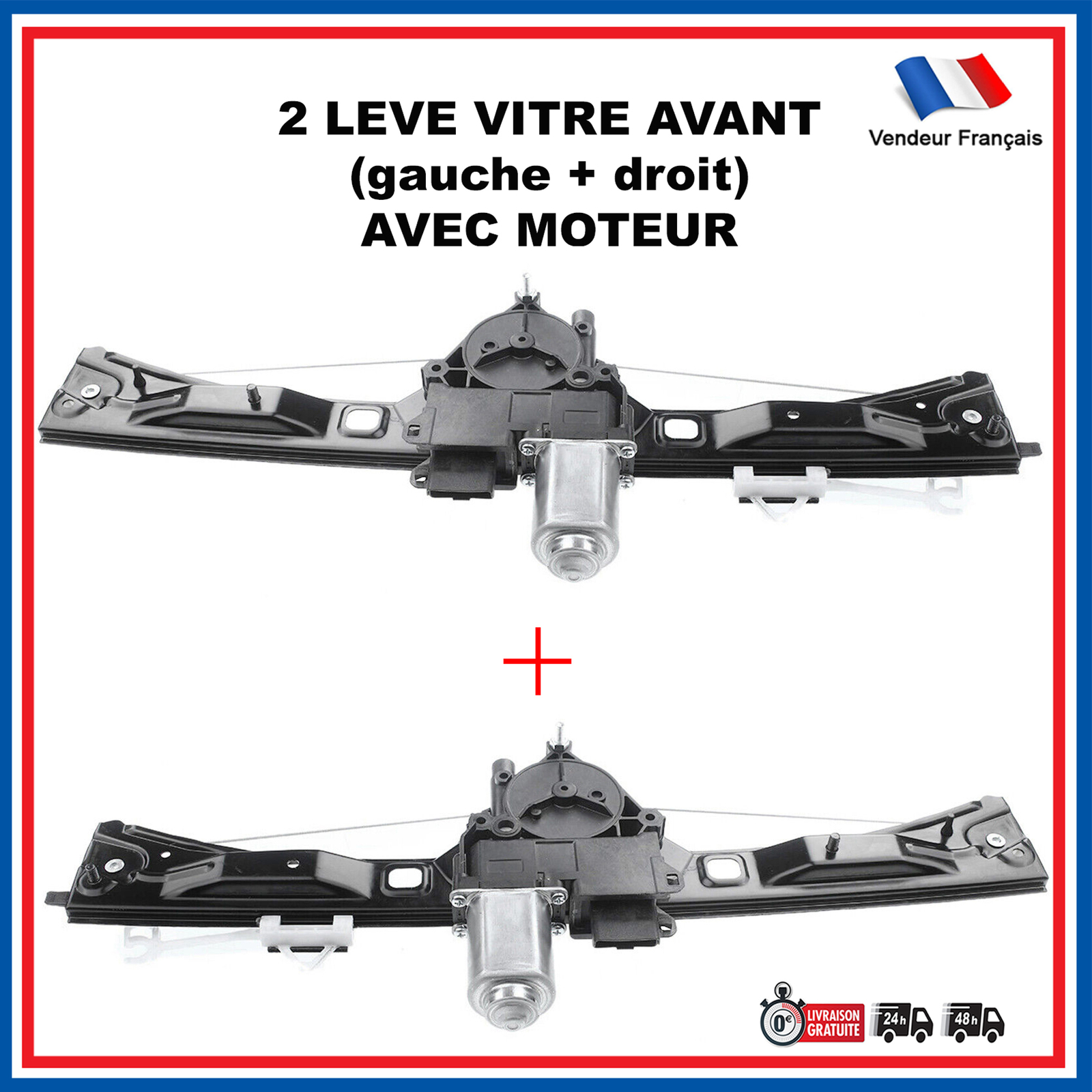 Double lève-vitre électrique avec moteur 12V silencieux avant