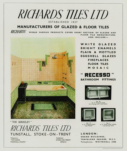 Richards Tile Co. - c1920 - Rosas rosas - Art Nouveau - Azulejo mayólica antiguo - Imagen 5 de 6