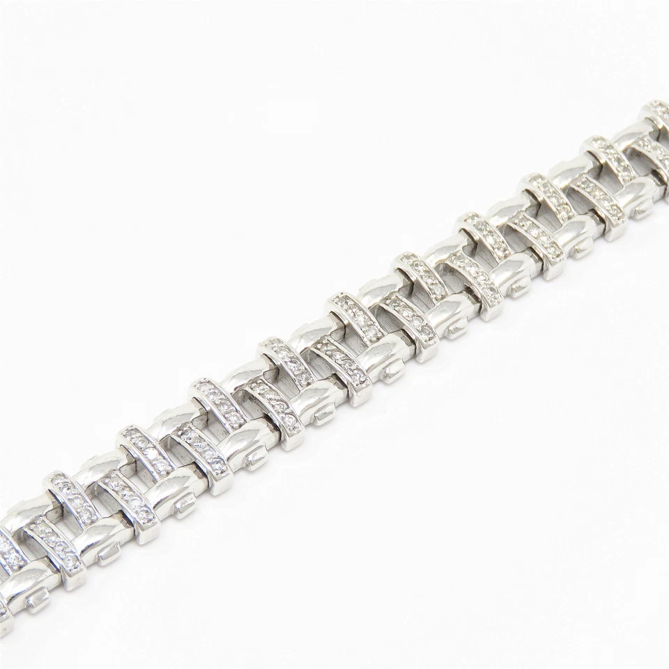 NYJEWEL BH Effy 14k White Gold Diamond 10mm Wide Bracelet 7" - Image 2 of 4