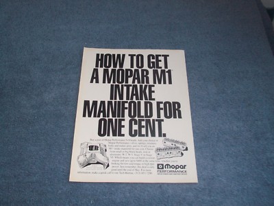 1993 Mopar Performance Vintage Parts Ad ''How To Get a Mopar M1 Intake Manifold.''