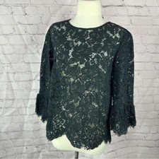 Banana Republic black Lace sheer Blouse sz S