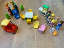 Vintage Fisher Price Little Tykes Dollhouse Family People Kitchen Car Slide Pets