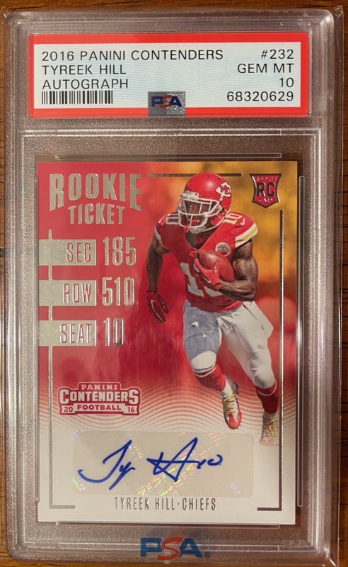 2016 Panini Contenders Football #232 Tyreek Hill RC Auto PSA 10 Gem Mint POP 36