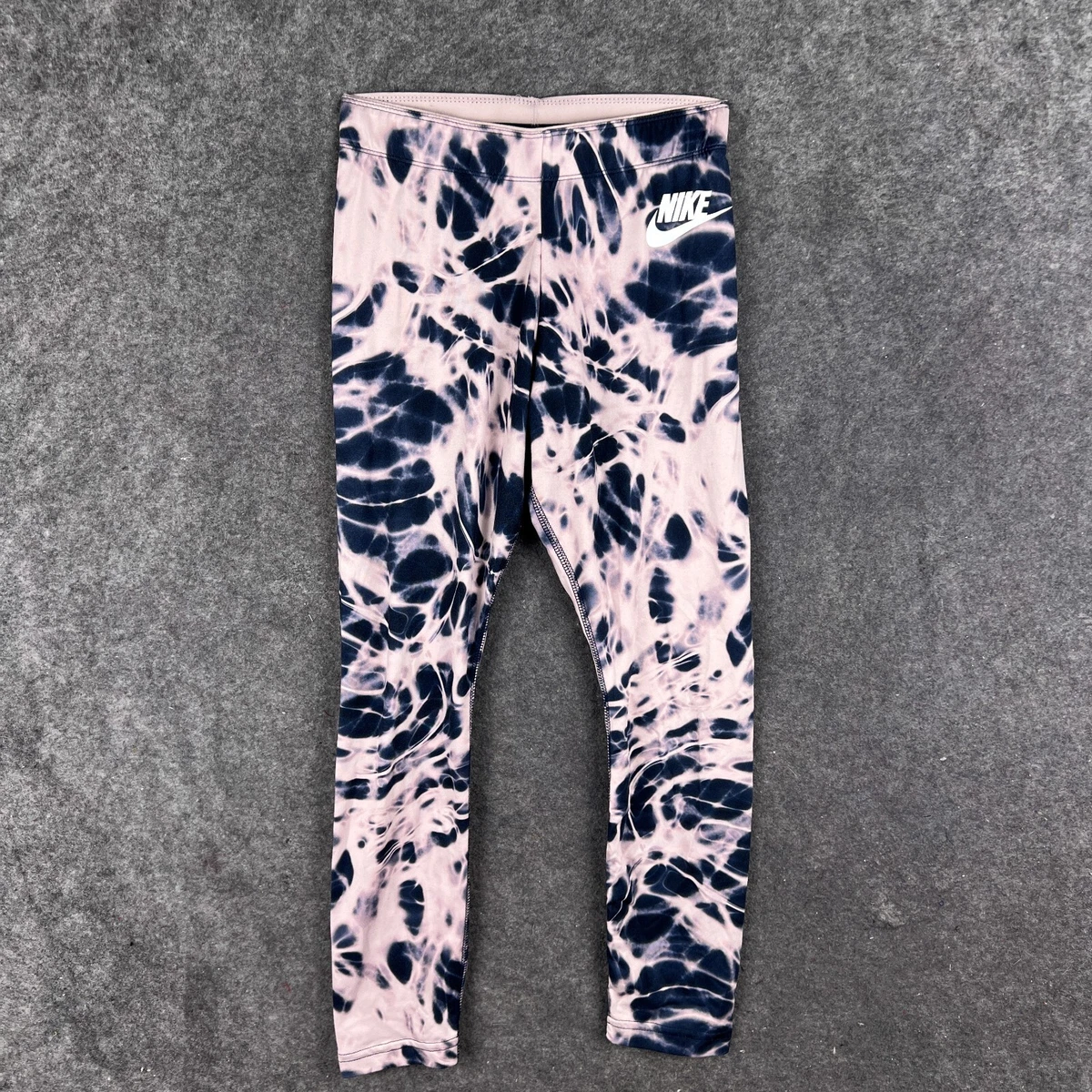 Nike Pants Womens XS Blue Pink Tie Dye Compression Running Leggings Swoosh