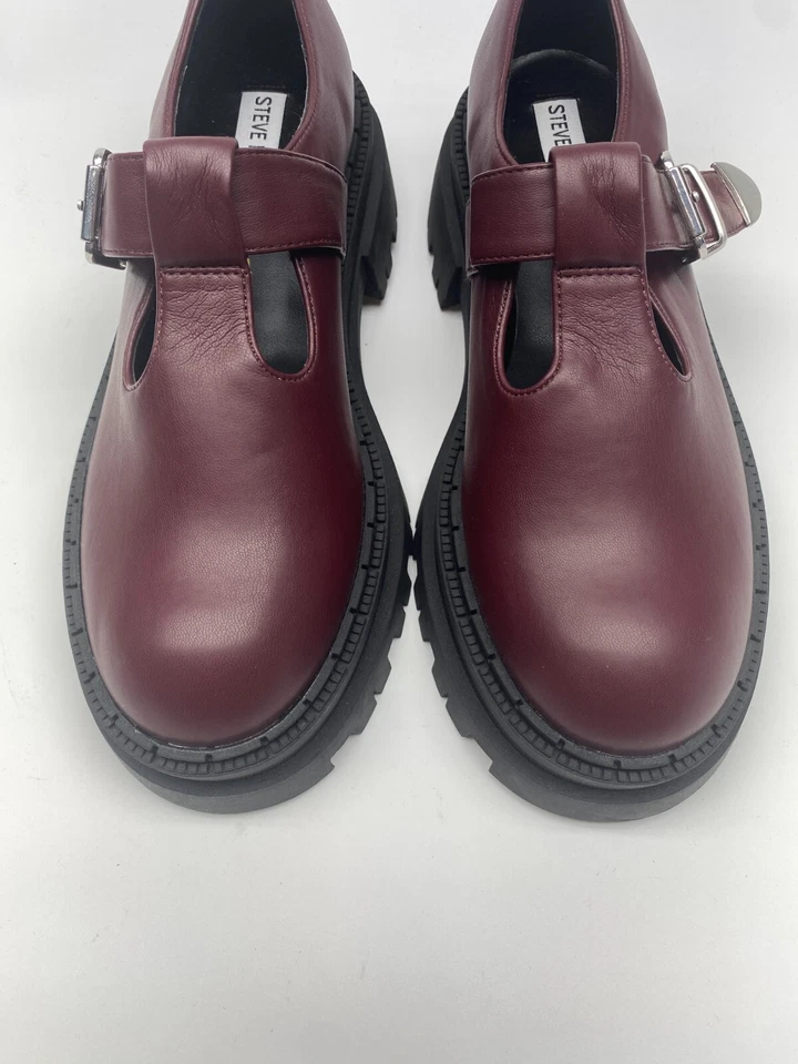 Steve Madden Mujer Kamlee Suela Mary Jane En Cuero Borgoña Talla 8.5 Foto 4 de 4