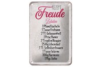 Blechschild Spruch 12X18 Cm Rezept Freude Zutaten Geschenk Deko Schild