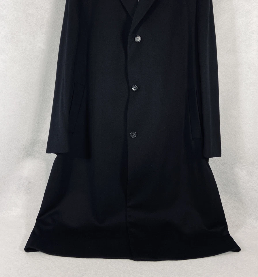 John W Nordstrom Trench Coat Mens 50L Black Overcoat Cashmere Wool Blend NWOT - Image 3 of 4
