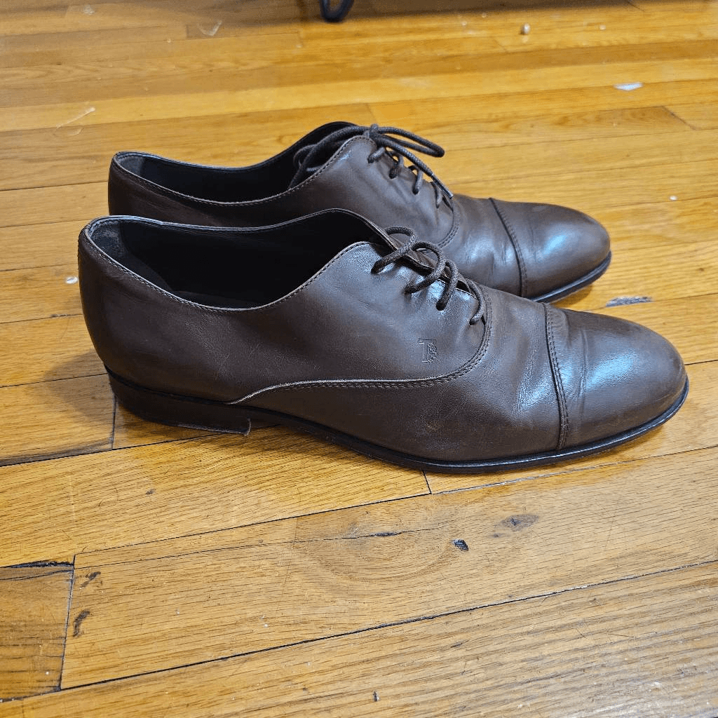 TOD\'S men Dressed shoes dark brown leather lace-up oxford‎ style classical  7.5 TOD\ main image 2