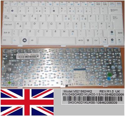 Keyboard Qwerty UK ASUS EEEPC EEE PC 1000 V021562HK2 04GOA0D1KUK00-1 White