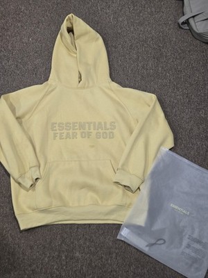 Essentials Yellow Mans Hoodie Size Medium With Bag Small Stain