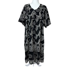 Le Cera 3X Black/White Cotton Designer Sun Dress - Plus Size Women's Apparel